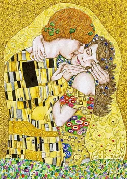 

Handmade painting lovers embracing and kissing on oil canvas for home decor and wallpaper, gallery