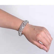 Oro y Plata Clásico Crystal Pave Enlace Brazalete de La Pulsera Joyería de Moda Llena de diamantes de Imitación para Las Mujeres Shipping (s0027)