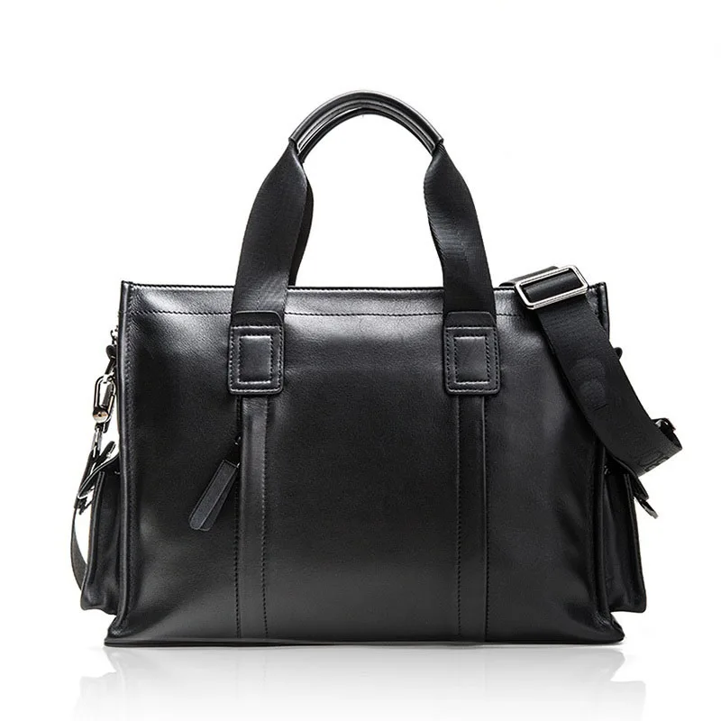 

New Luxury Cow Genuine Leather Business Men's Briefcase Male Briefcase Shoulder Bag Real Natural Leather Tote Computer Handbag