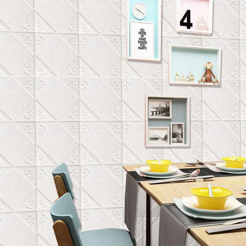 

Anti Collision PE Foam Tile 3d Wall Stickers Kids Room Wall Decor diy Self Adhesive Bedroom Waterproof Geometric Wallpaper W128