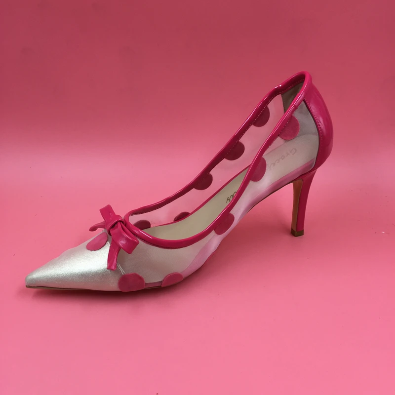 

Pink Dress Shoes For Women Point Toe Heel 2015 Pump Designer Women High Heel Pump Transparent Mesh Patent Leather Summer Shoe