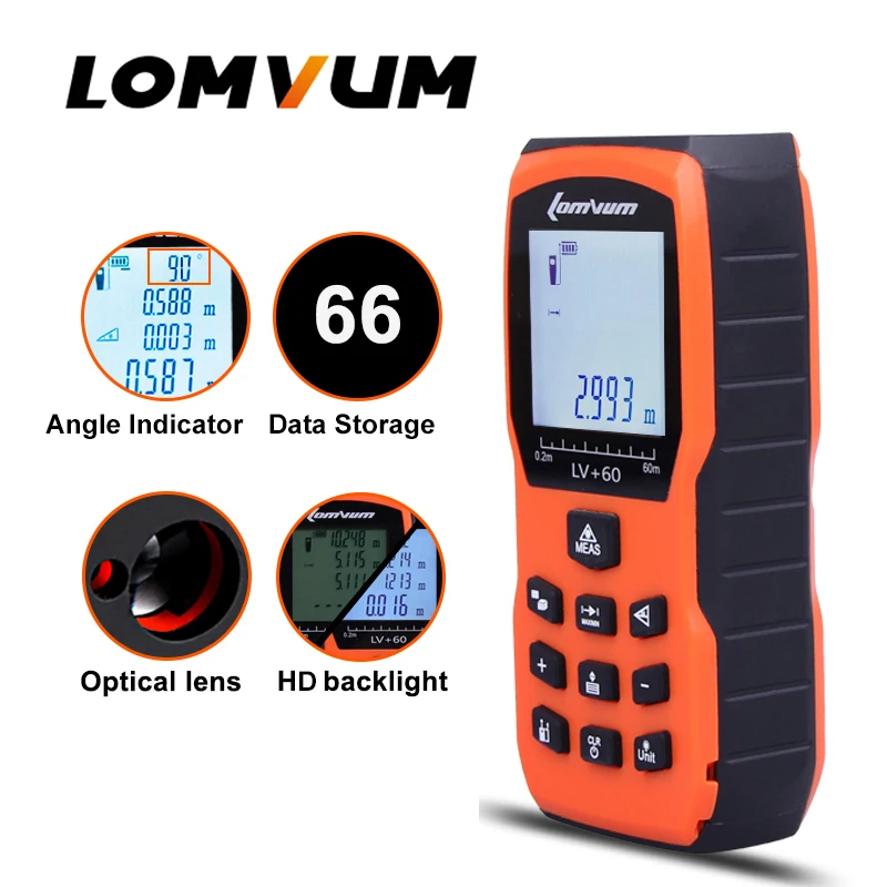 Lomvum LV-503 ручной лазерный дальномер 40 м 60 м 80 м 100 м мини лазерный дальномер лазерный Клейкие Ленты диапазон Finder Diastimeter измерения