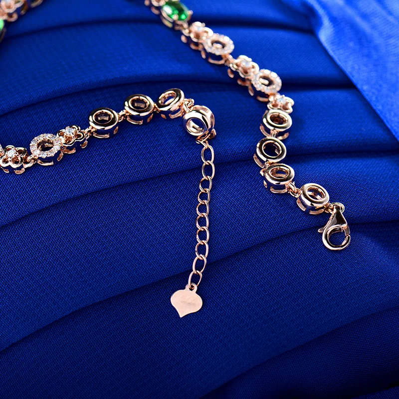 LOVERJEWELRY браслет Lady Bracelets 2.03Ct Natural Tsavorite Diamonds 18Kt Rose Gold Cluster Bracelet For Women Birthday Gifts