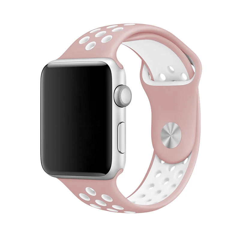Розовый/белый спортивный ремешок Nike 40 мм для Apple Watch Series 4 44 мм силиконовый браслет 38 мм 42 мм для девочек и женщин