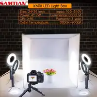SAMTIAN Opvouwbare Light doos 60*60cm Studio Softbox Foto doos Met Ring Licht Statief Voor Foto Studio Tent fotografie lightbox