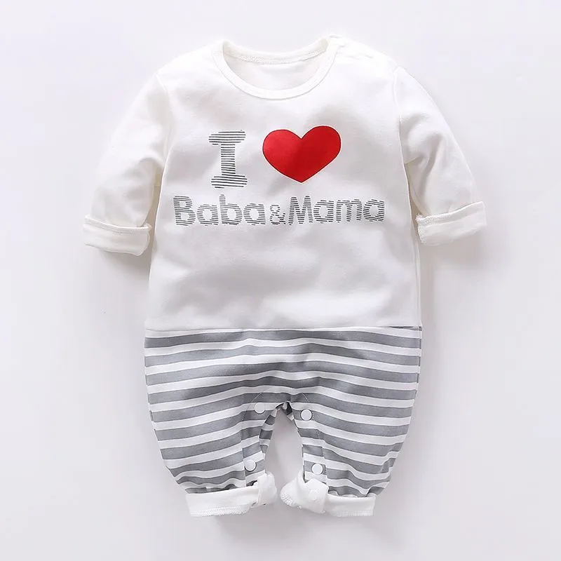 Детский комбинезон для новорожденных I Love Baba полосатый с длинным рукавом одежда