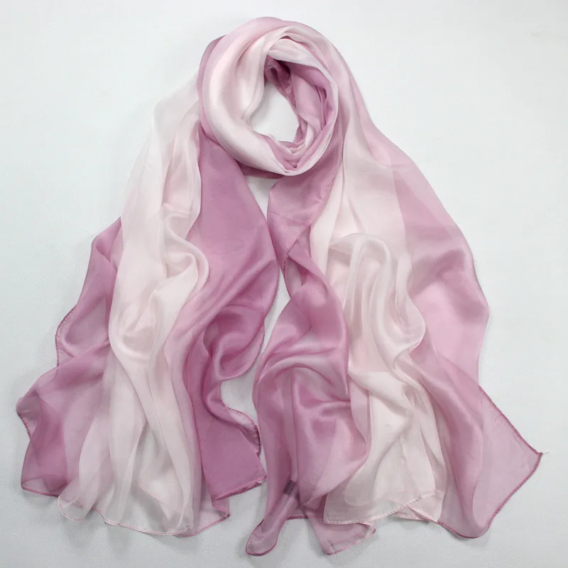 Женский шелковый шарф, Женская шаль из натурального шелка, женская элегантная шаль, Элегантный женский шарф, благородный шелковый шарф из пашмины - Цвет: Gradient3