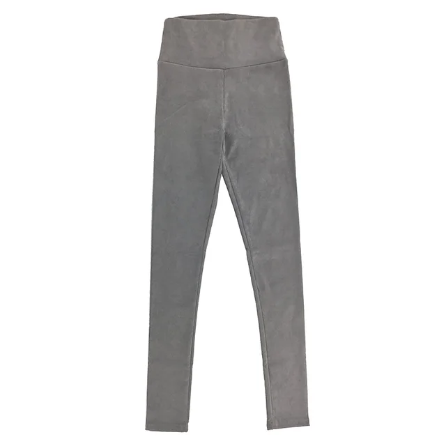 2018 suede women pants high waist stretch slim retro leather suede