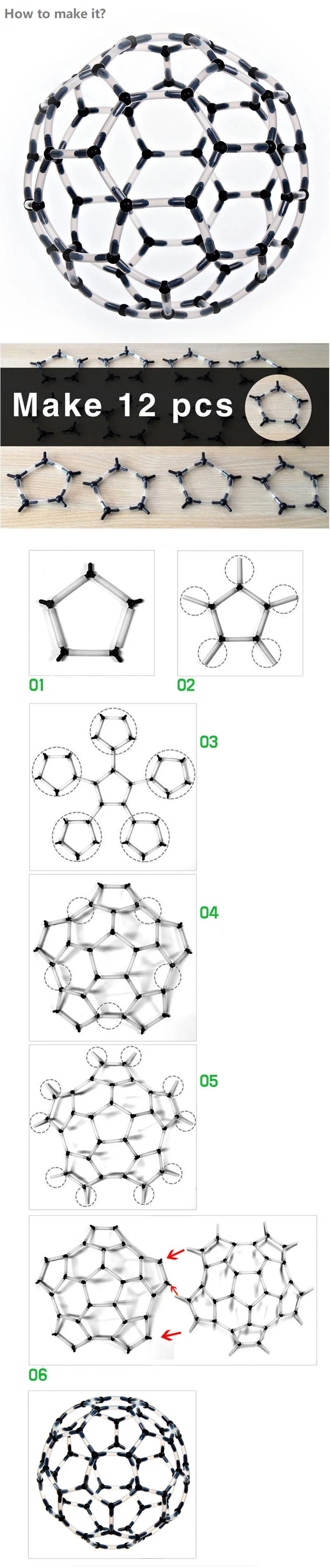 DIY Buck Ball комбинация C60 молекулярная структура обучения Химии модели углерода Футбол Детей Стволовые игрушки химическое образование