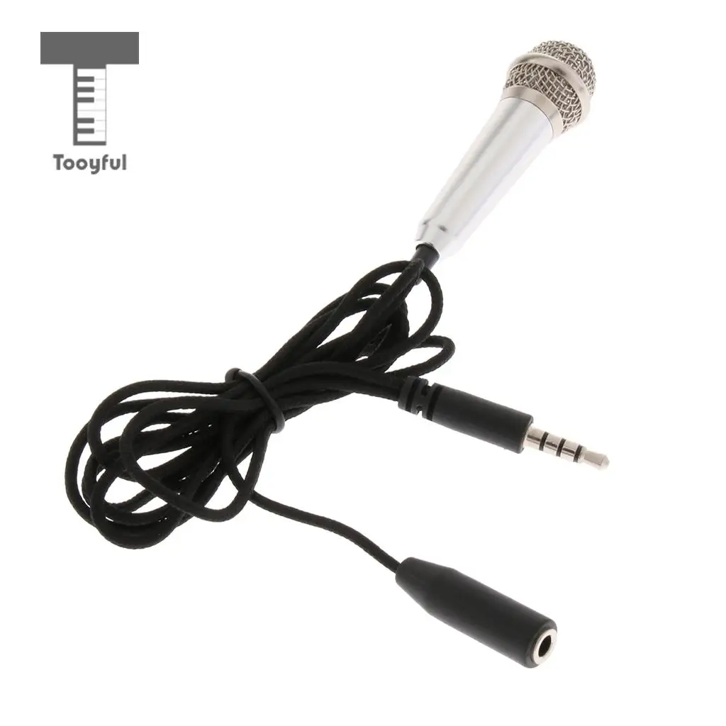 Tooyful 3.5mm Wired Microphone Handheld Mic for Smartphones Chatting Karaoke Silver
