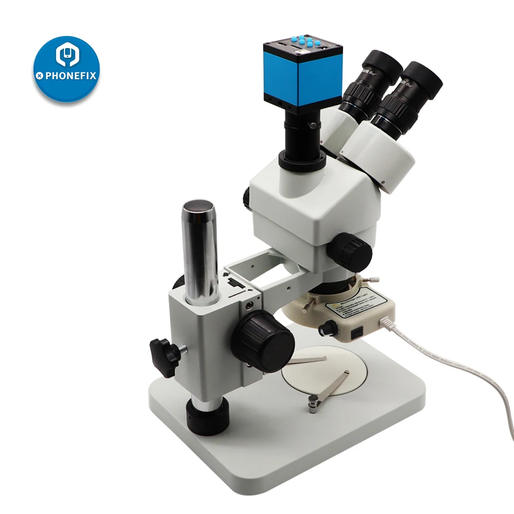 

3.5X-90X Simul Focal Trinocular Stereo Microscope Vertical Zoom with HDMI VGA Microscope Camera for PCB Soldering Repair