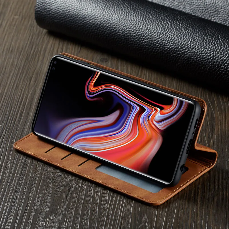 Кожаный флип чехол для Samsung Galaxy S10 Plus роскошный бумажник с подставкой и