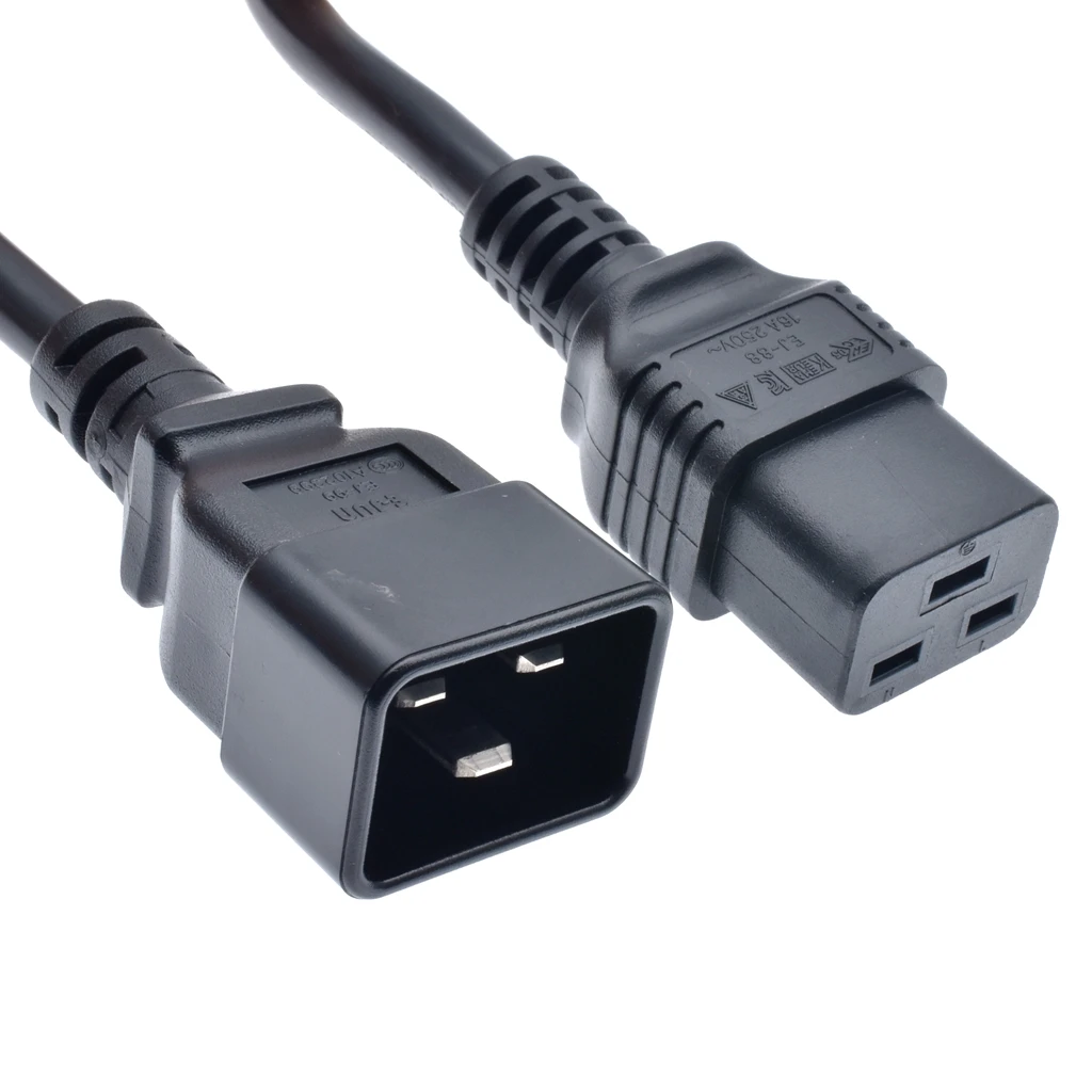 IEC320 C20 до C19 UPS шнур питания, C19 до C20 UPS кабель линии электропередач, 18 м, H05VV-F 3g 1,5 мм, соединительные кабели