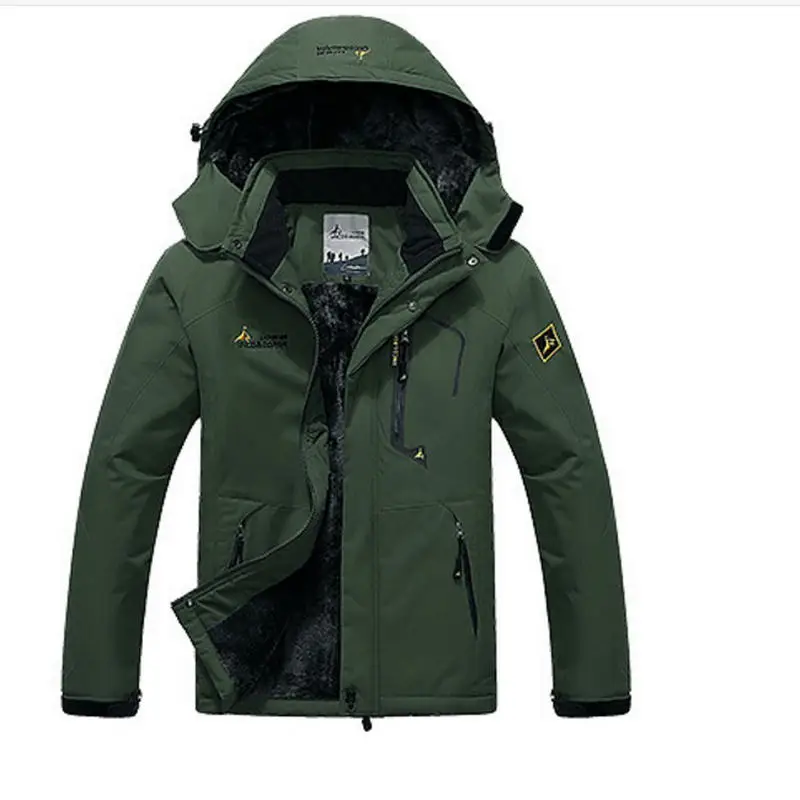 Большой размер, 9 цветов, теплая верхняя одежда, зимняя куртка для мужчин, ветрозащитная Мужская куртка с капюшоном, теплые мужские парки, размер L-6XL - Цвет: Армейский зеленый