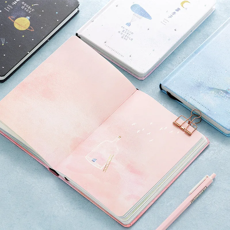 

Blue House Series Notebook Color Paper Hardcover Notebook A5 Fresh Beautiful Planner Notepad For Friend Gift School Stationery