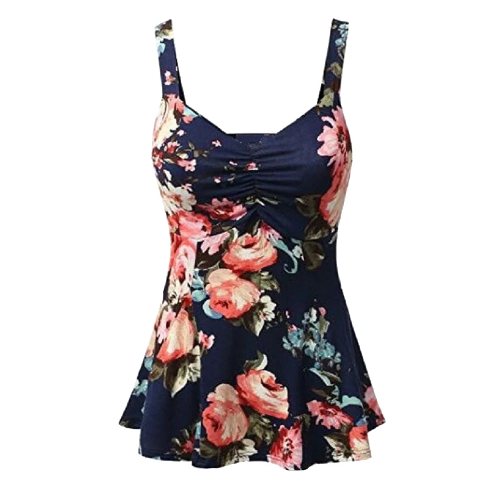 

Laamei 2019 Women Summer Floral Print Sleeveless Vest Casual Blouse Tank Tops Shirts Floral Printing Vest Ladies Casual