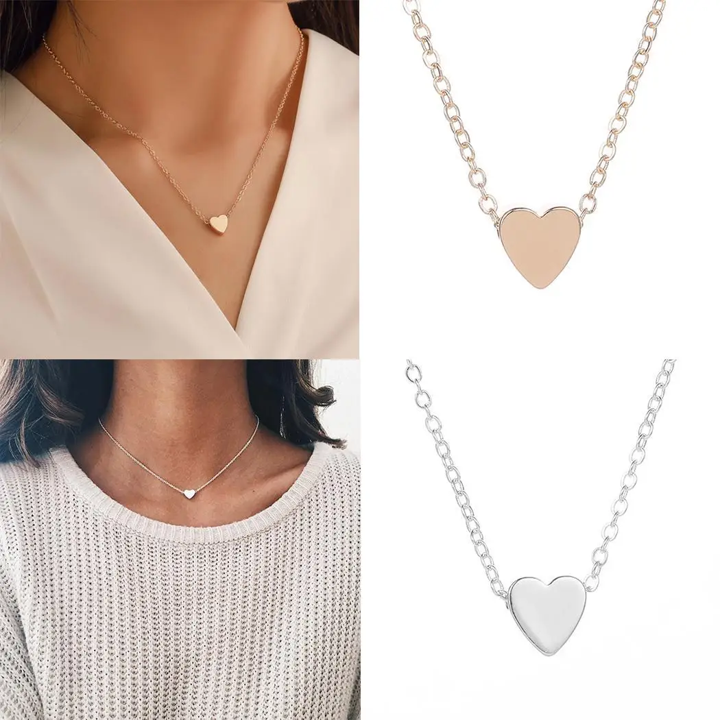 

New Fashion Women Heart Shape Charm 47.5cm Chain Pendant Link Jewelry 8mm Golden, Silver Necklace