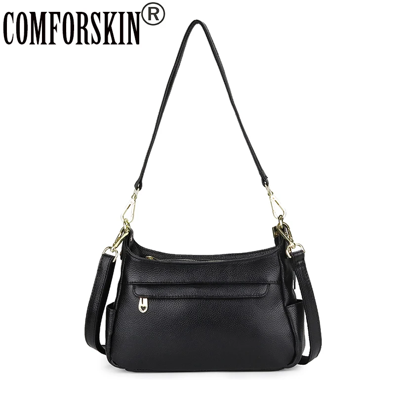 

COMFORSKIN Genuine Leather Multi-layer Women Messenger Bag Large Capacity European And American Style Female Shoulder Bag Sales
