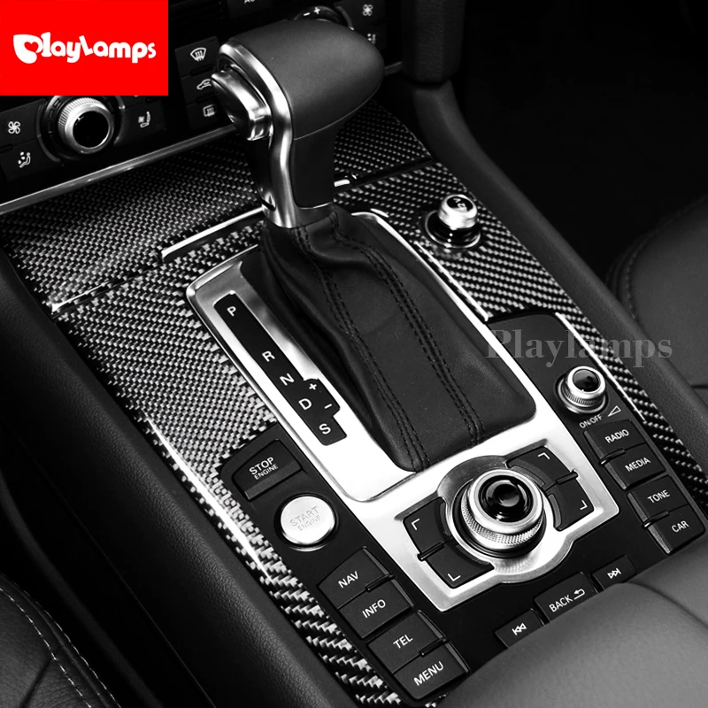 

For Audi Q7 3D Carbon Fiber Stickers Decorative Cover trim Strip for Car Control Gear Shift Panel Q7 Interior accessories