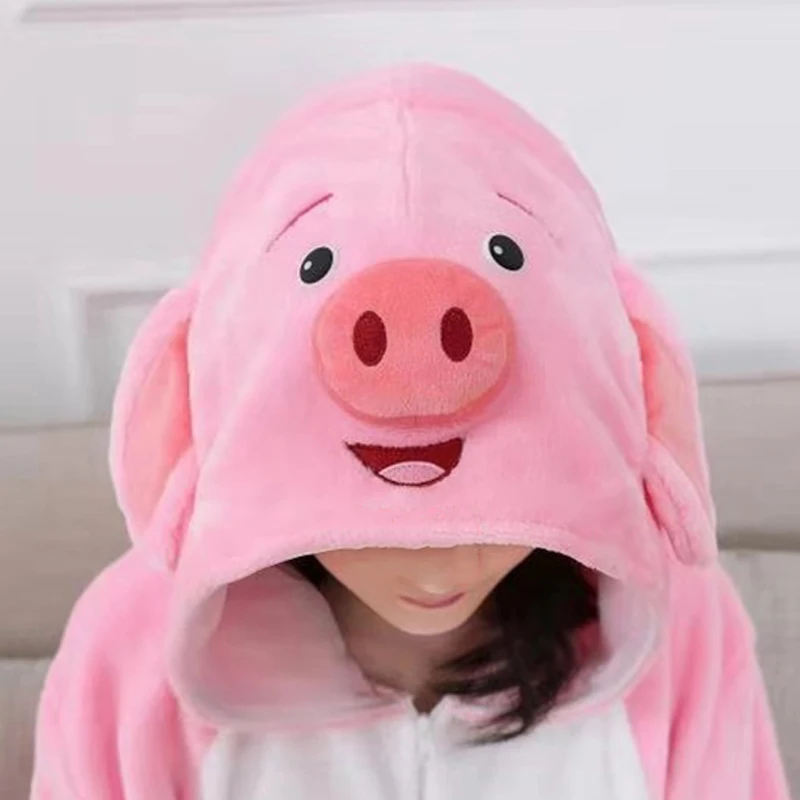 

Adult Anime Kigurumi Onesies Rose Pig Costume For Women Cute Animal Blue Donkey Wolf Stitch Onepieces Sleepwear Home Cloths Girl