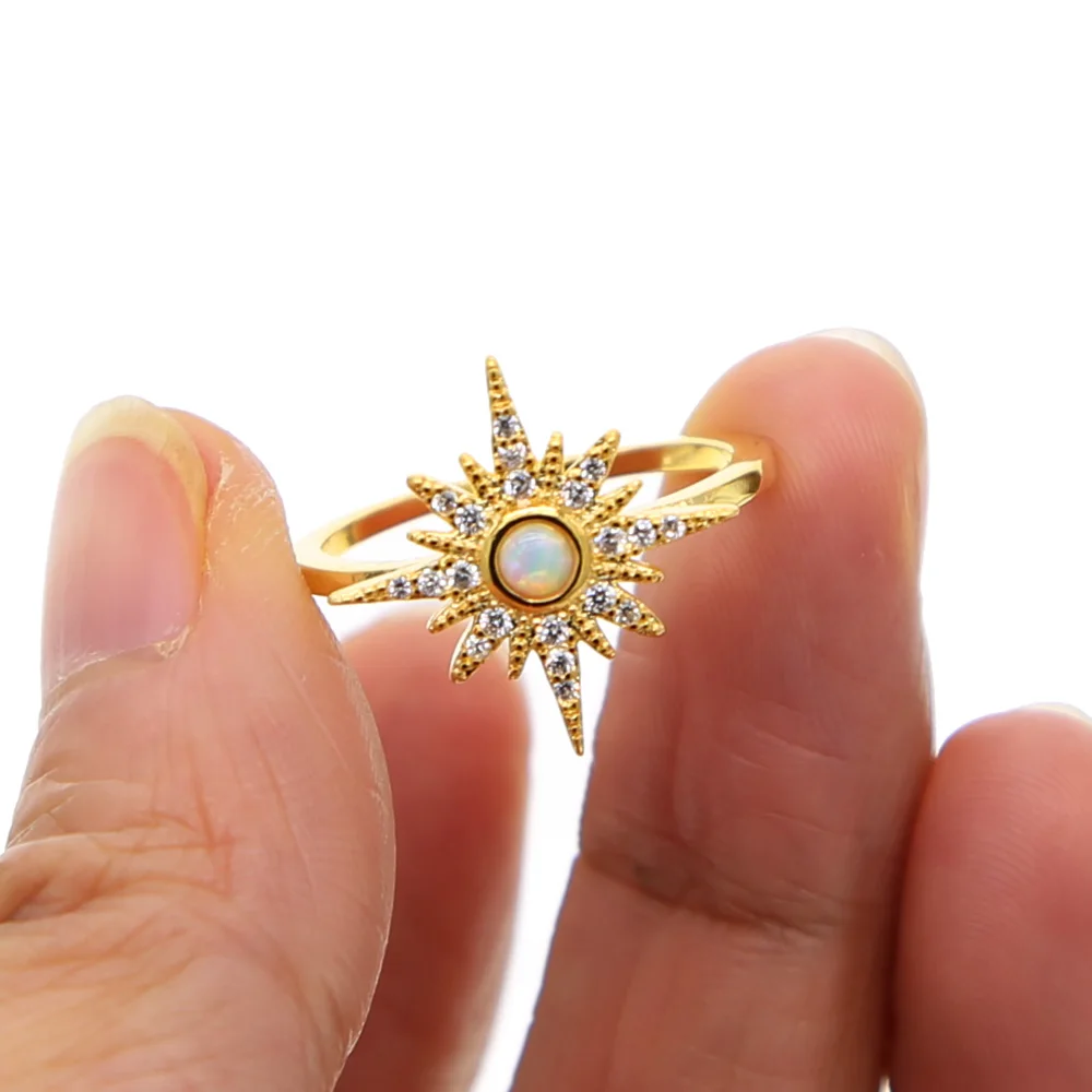 Настоящая Ограниченная серия Anillos Northstar огненный опал кольцо солнце вспыхивает Cz