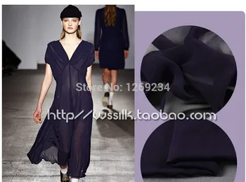 

Free shipping 2015 fashion new 100% silk pure Georgette fabric Deep Blue colour mulberry silk fabrics q540-5