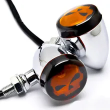 Motorcycle Skull Lens Chrome Motorcycle Turn Signals Light For Harley FXB Dyna Super Glide/ Sturgis Disc Glide ABS Plastic