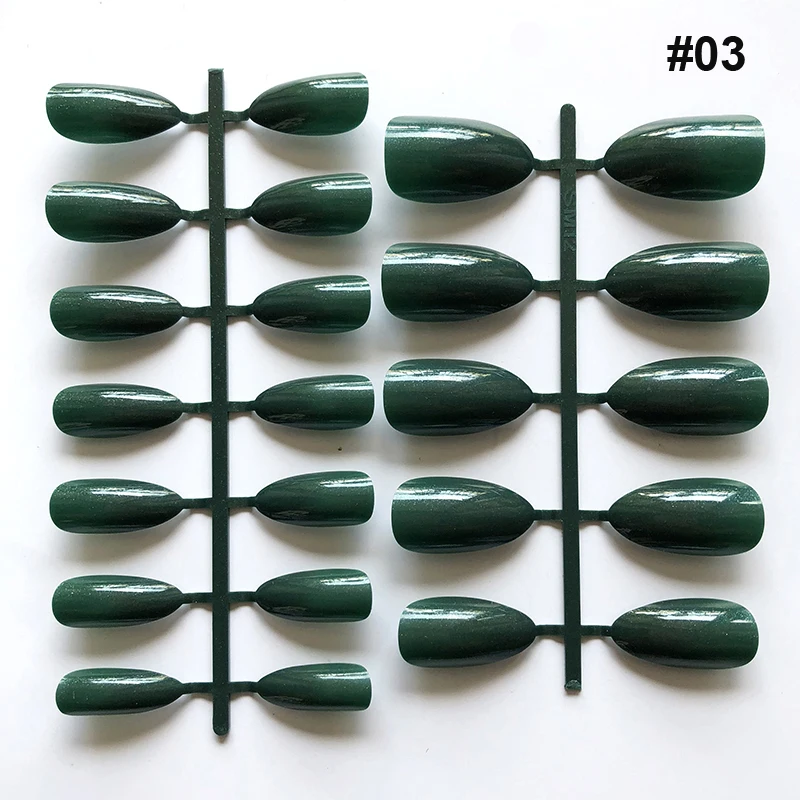 Новые матовые накладные ногти для конфет 24 шт., длинные круглые мягкие матовые накладные ногти изумрудно-зеленого цвета