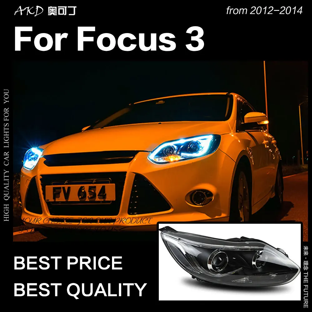 AKD автомобильный Стайлинг для Ford Focus фары 2012- Focus 3 светодиодный фонарь DRL Hid головной фонарь Ангел глаз биксеноновый луч аксессуары