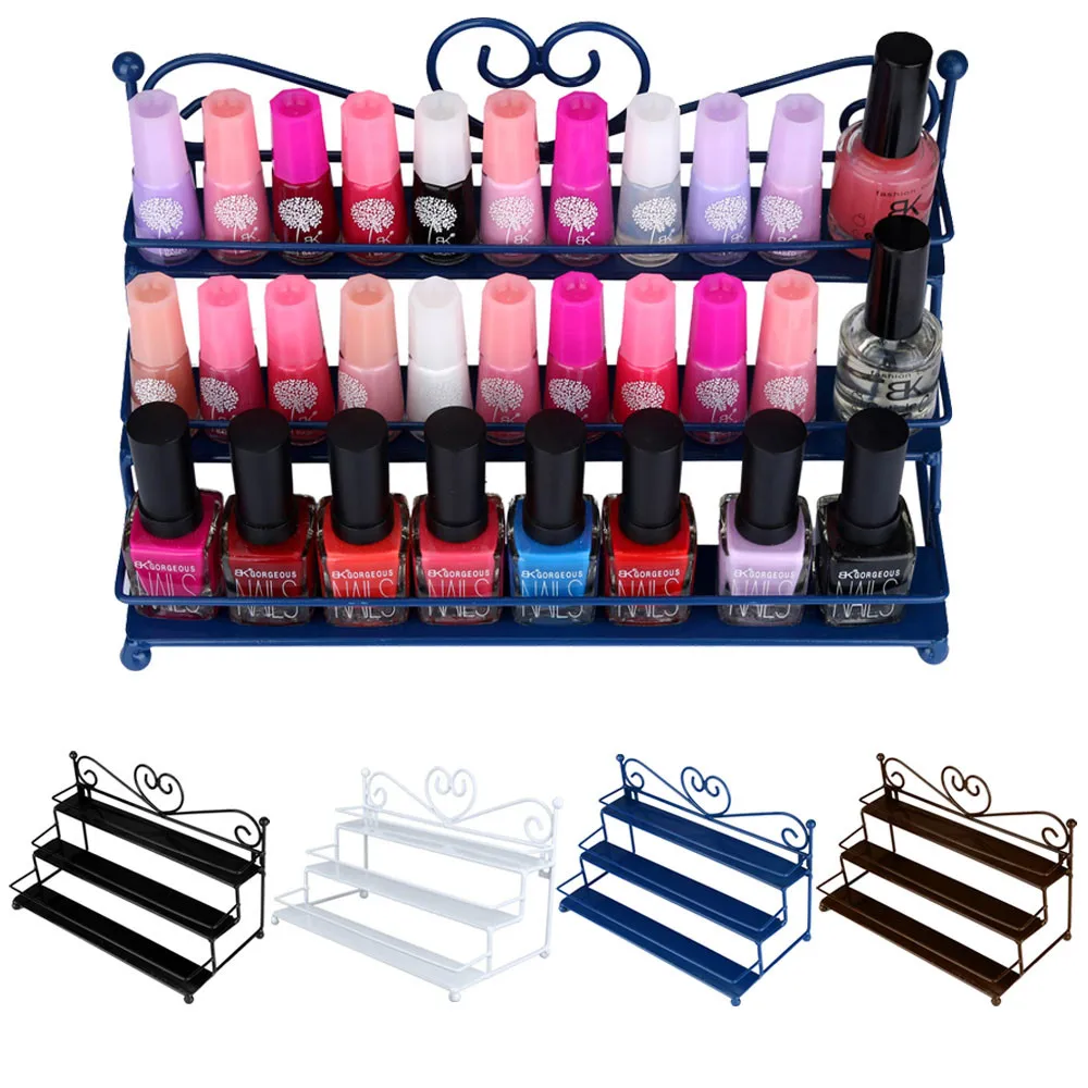 

Batom New Women Fashion 3-Tier Metal Heart Design Nail Polish Display Wall Rack Stand Organizer Holder
