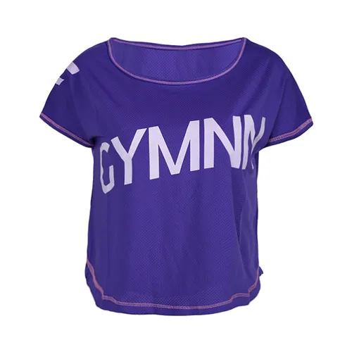 Женская Спортивная футболка, топ для йоги, Спортивная футболка, быстросохнущая Спортивная одежда для фитнеса, Спортивная футболка для занятий йогой, Майки - Цвет: Фиолетовый