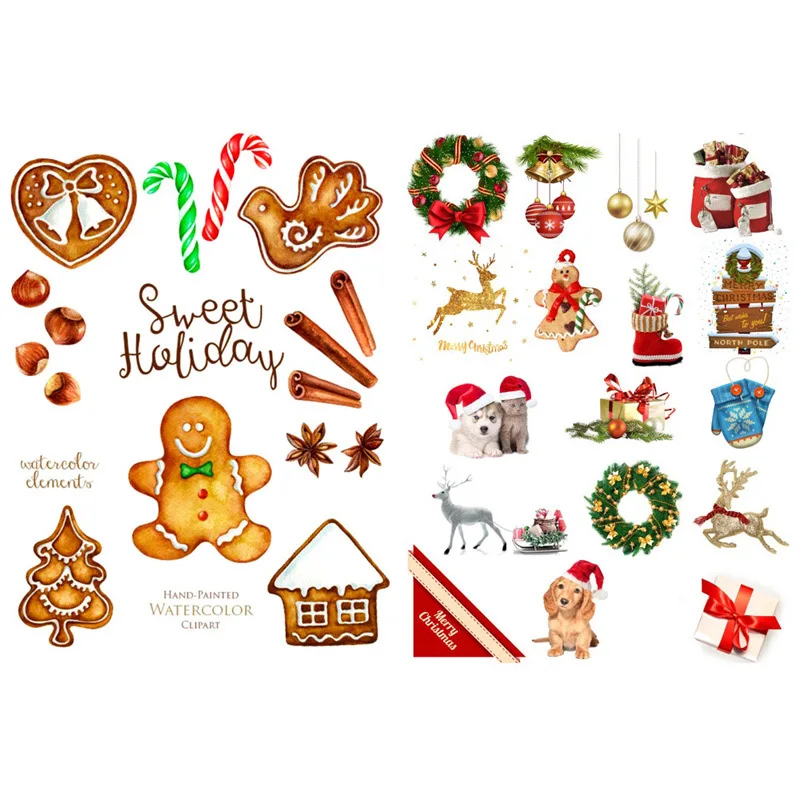 1 PCS Xmas Sweet Holiday Gift Cosas Kawaii Precut Stickers Scrapbooking Stationery Washi Tape Set School Supplies | Канцтовары для