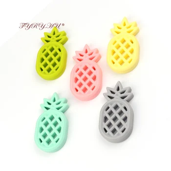 

TYRY.HU Pineapple Silicone Baby Teether 20pc Chewable Charm Accessories Baby Teething Bite Toys Silicone Ring Teether Wholesale