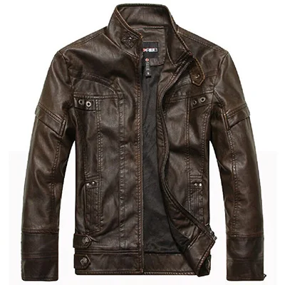 AichAng мотоциклетные кожаные куртки для мужчин, осенне-зимняя кожаная одежда, мужские кожаные куртки, мужские деловые повседневные пальто - Цвет: Brown