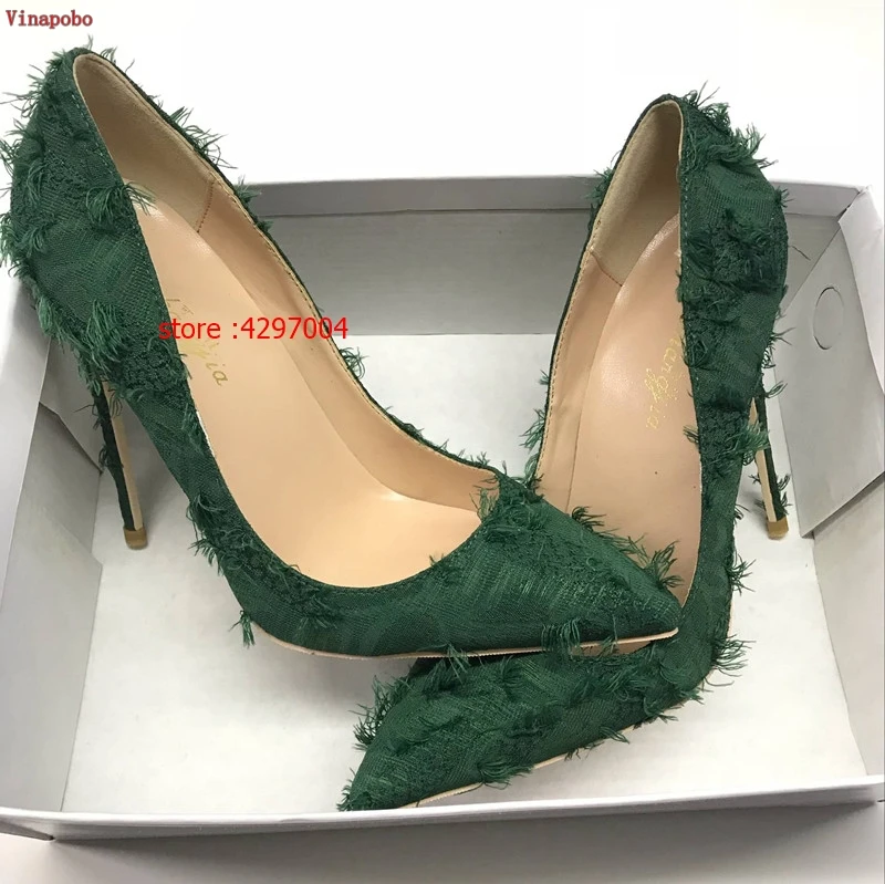 Spring-fringed-high-heeled-women-s-slim-heeled-green-pointed-shoes-shallow-mouthed-sexy-personality-single