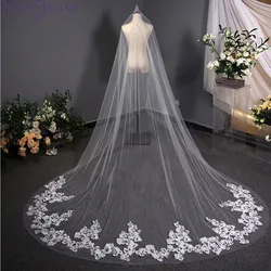 3 Meters White Ivory Cathedral Mantilla 2019 New Wedding Veils Long applique Edge Bridal Veil with Comb Wedding Accessories 3 Meters White Ivory Cathedral Mantilla 2019 New Wedding Veils Long applique Edge Bridal Veil with Comb Wedding Accessories