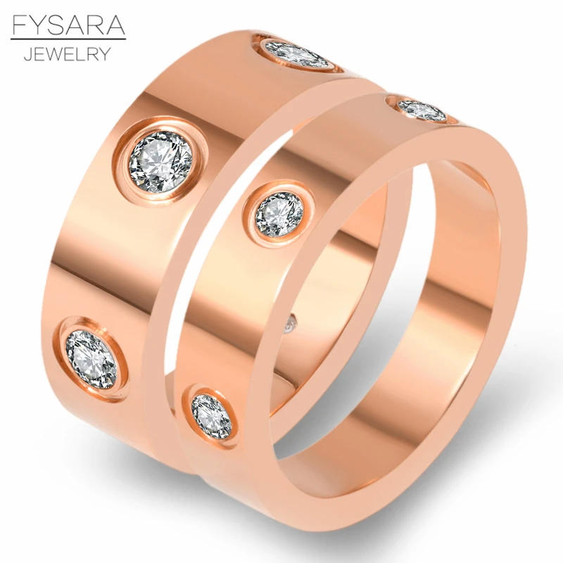 4 мм, 6 мм, классическое кольцо для любви, титановая сталь, CZ Кристалл, кольцо, роскошное, известный бренд, обручальное кольцо для женщин, золотого цвета, ювелирное изделие для влюбленных