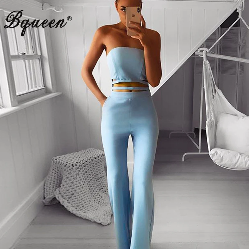 

Bqueen 2019 New Fashion Sexy Off The Shoulder Slash Neck Hollow Out Long Pants Women Bodycon Fahion Stylish Casual Jumpsuit
