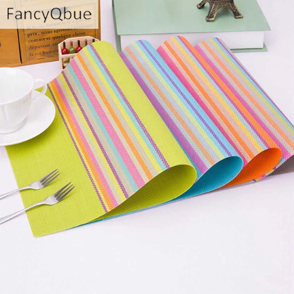 1 Pc Rainbow Color Table Mat Pvc Placemat Bar Mat Pads Home Kitchen