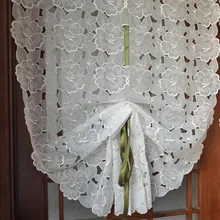 Шикарный Терилен цветок выгорания воздушный шар занавес вырез декоративный узор белая кухонная занавеска 85x175 см