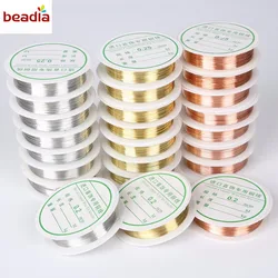 Dia 0.2mm/0.25mm/0.3mm/0.4mm/0.5mm/0.6mm/0.8mm/1.0mm (1.5-20m/roll) Alloy Copper Wire Silver/Gold/ Copper Crafts Beading Wire