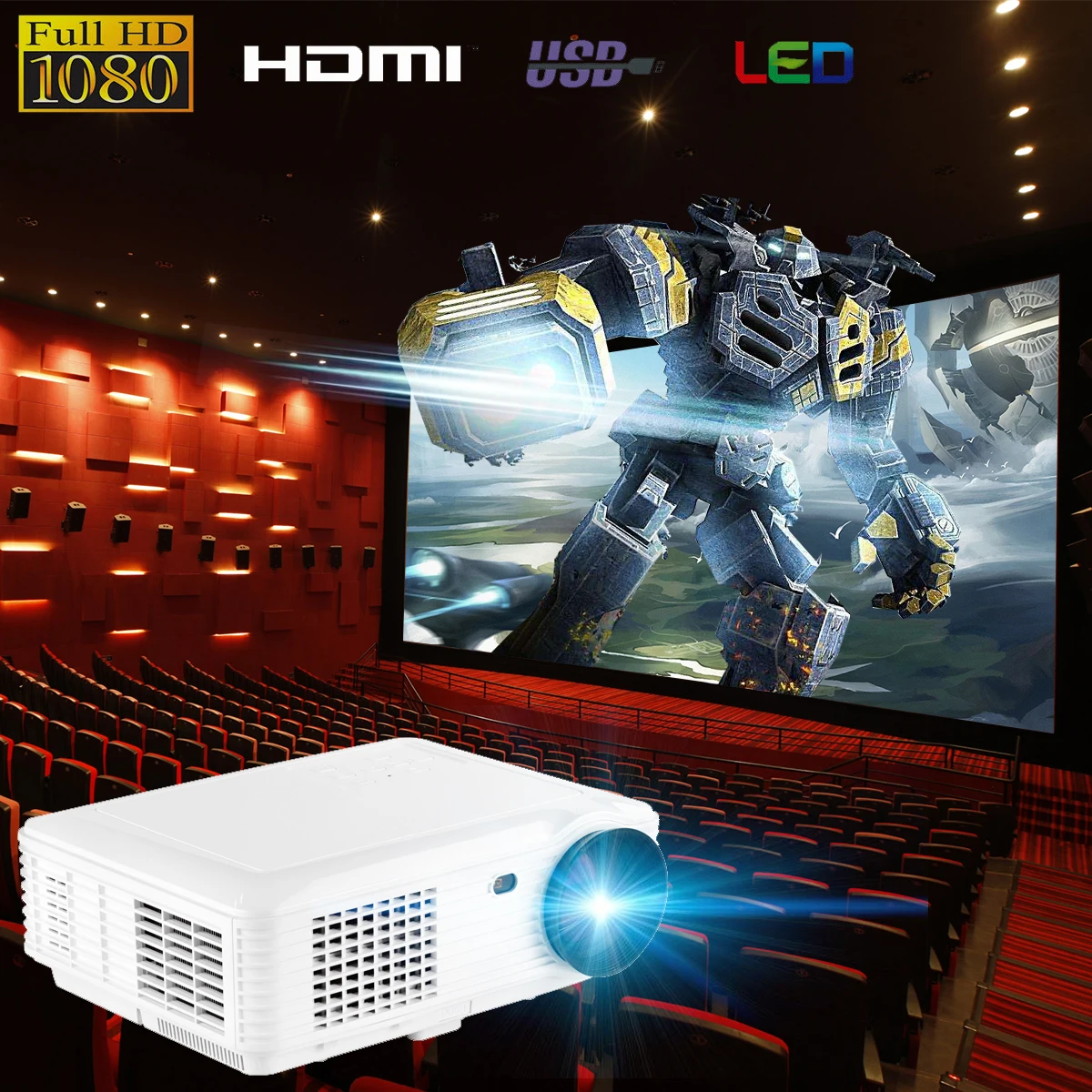 

SV-226 1080P Mini Portable Projector Office Teaching Projector 800 X 600 Pixels Home Theater with AV VGA cable