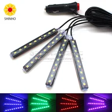 4 шт. автомобильные RGB и одноцветные светодиодные лампы DRL 5050SMD автоматическое дистанционное управление декоративная неоновая Светодиодная лента атмосферная внутренняя подсветка