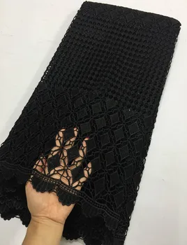 

Black Color African Lace Fabrics 5 Yard Guipure Lace Fabric 2019 High Quality African Cord Lace Fabric For Wedding Dresses