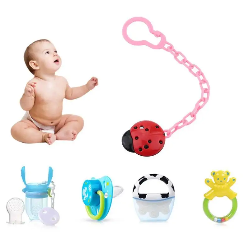 

Newborn Baby Ladybug Feeding Nipple Pacifier Clips Dummy Chain Infants Drop-Resistant Pacifier Holder Belt Baby Care