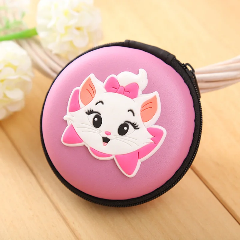 

Hot 2018 Marie Cat Silicone Coin Purse Round Shaped Zipper Coin Key Wallets Mini Package Box Pouch Gift Cartoon Wallet carteira