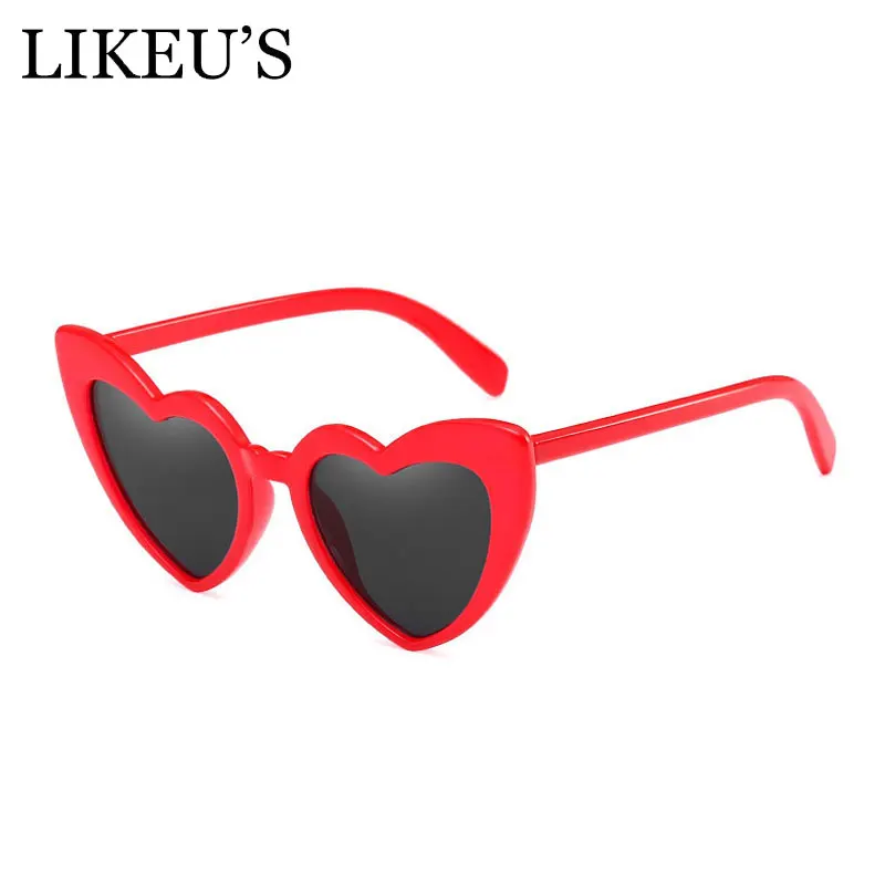 LIKEU'S Brand Designer Vintage Sunglasses Fashion Love Heart Sunglasses Women cute sexy retro Cat Eye Vintage Sunglasses female
