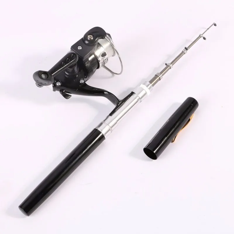 Vara de Pesca + Carretel ao ar Livre Mini Acampamento Viagem Arremesso Telescópica Bolso Caneta Forma Pesca Linha 17 Cheap Varas de pescar