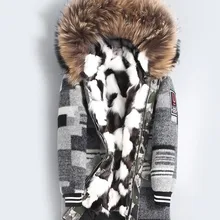 Новое поступление, Мужская большая Зимняя парка с воротником из меха енота, длинная куртка с подкладкой из натурального Лисьего меха, мужское кожаное пальто из полушерстяной ткани