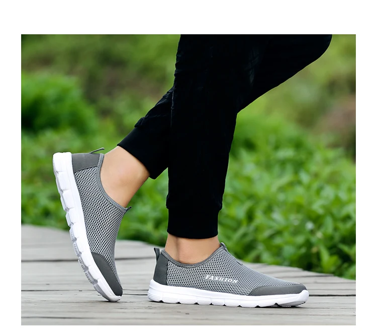 Fashion Summer Shoes Men Casual Air Mesh Shoes Lightweight Breathable Slip-On Flats Chaussure Homme Large Sizes 36-46 Wholesale